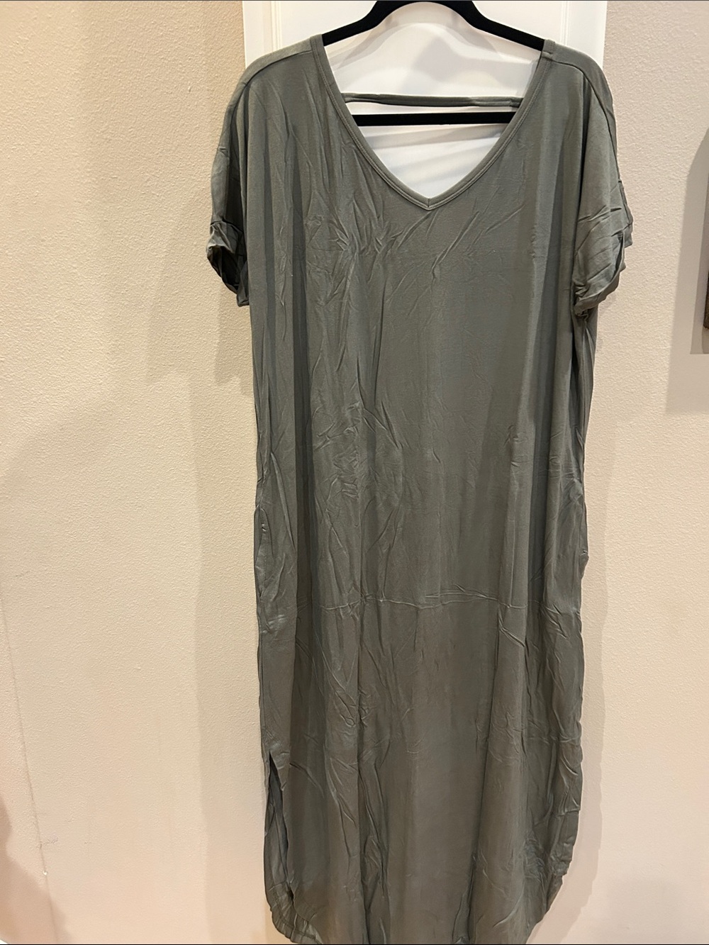 Annabelle Olive Green V-Neck Maxi Dress